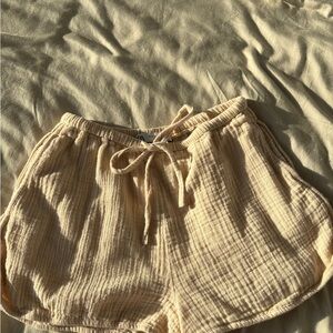 Zara Light Beige Drawstring Waist Shorts